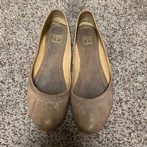 Frye gray leather flats